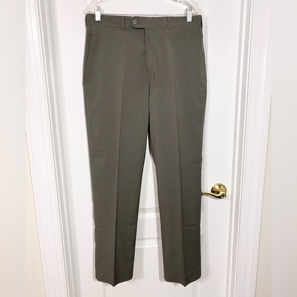 VTG Y2K DKNY Flat Front Dress Pants Trousers, Greenish Gray, Men's 33 / 30 - Picture 1 of 10